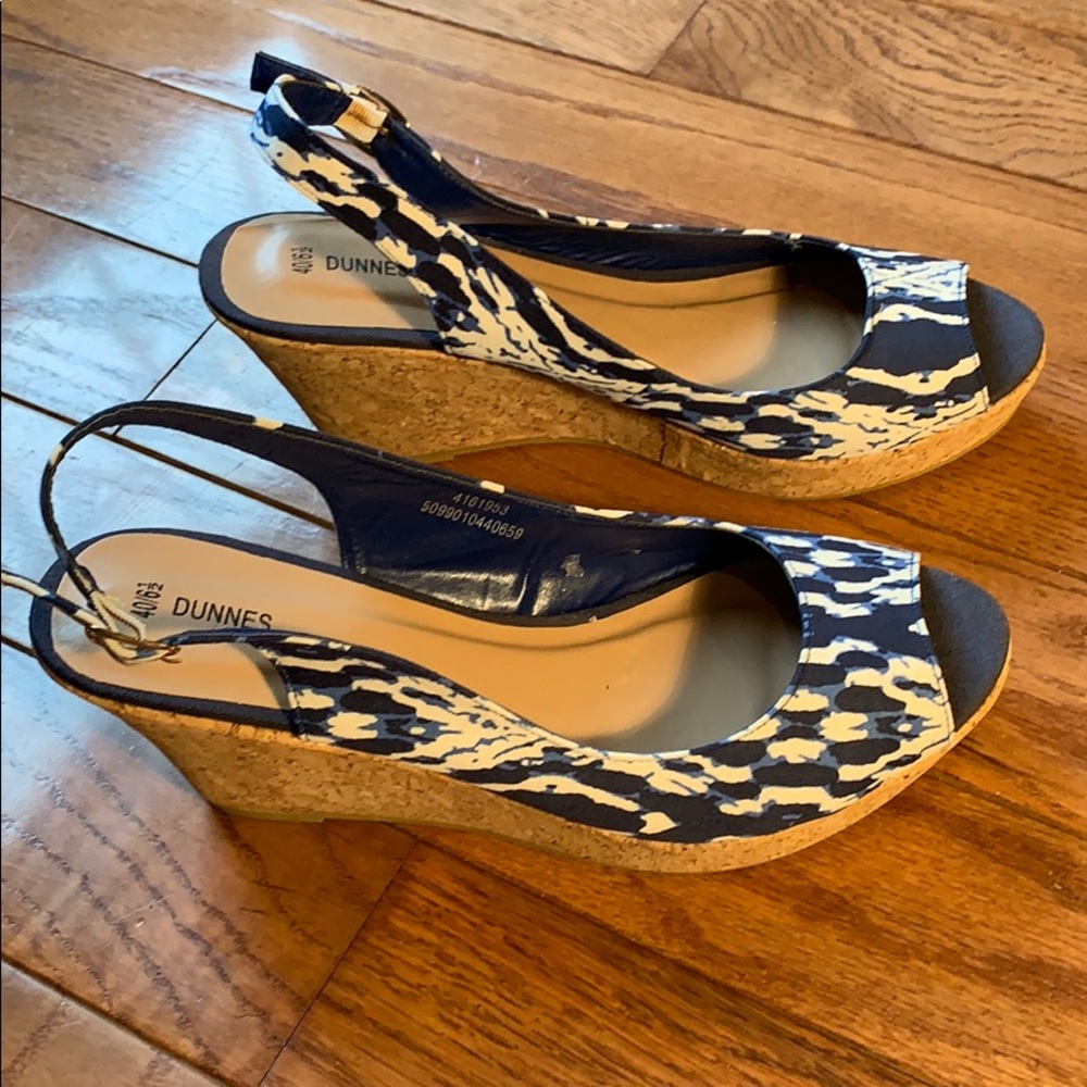 Dunnes Slingback Printed Cork Wedges